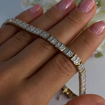 Charming 925 Sterling Silver Gold Plated Bracelet Length 8 Inch