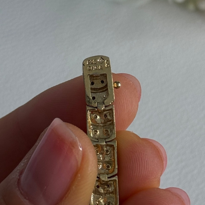 Charming 925 Sterling Silver Gold Plated Bracelet Length 8 Inch