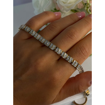 Charming 925 Sterling Silver Gold Plated Bracelet Length 8 Inch