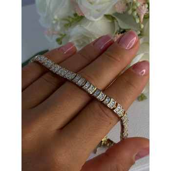 Charming 925 Sterling Silver Gold Plated Bracelet Length 8 Inch