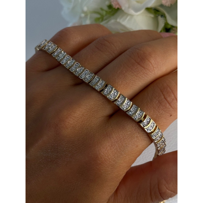 Charming 925 Sterling Silver Gold Plated Bracelet Length 8 Inch