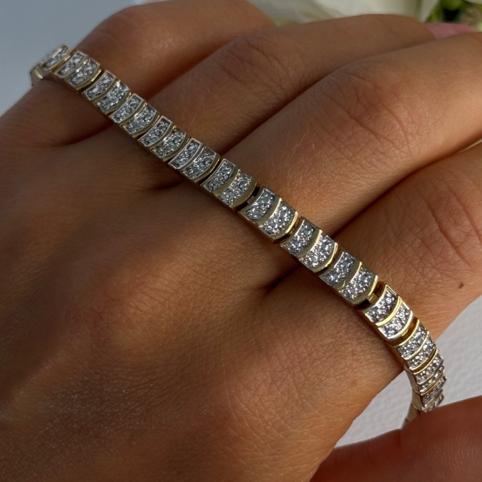 Charming 925 Sterling Silver Gold Plated Bracelet Length 8 Inch
