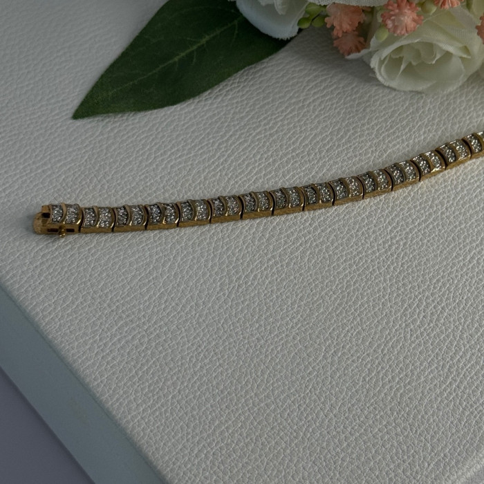 Charming 925 Sterling Silver Gold Plated Bracelet Length 8 Inch