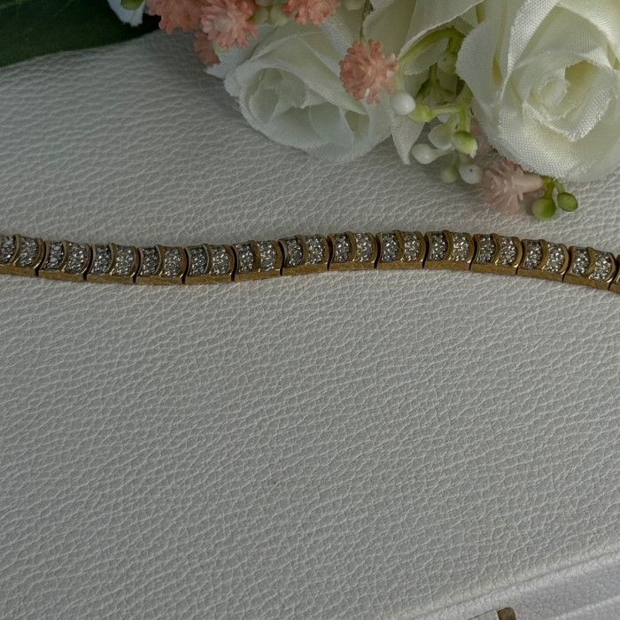 Charming 925 Sterling Silver Gold Plated Bracelet Length 8 Inch