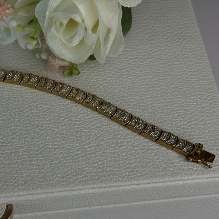 Charming 925 Sterling Silver Gold Plated Bracelet Length 8 Inch