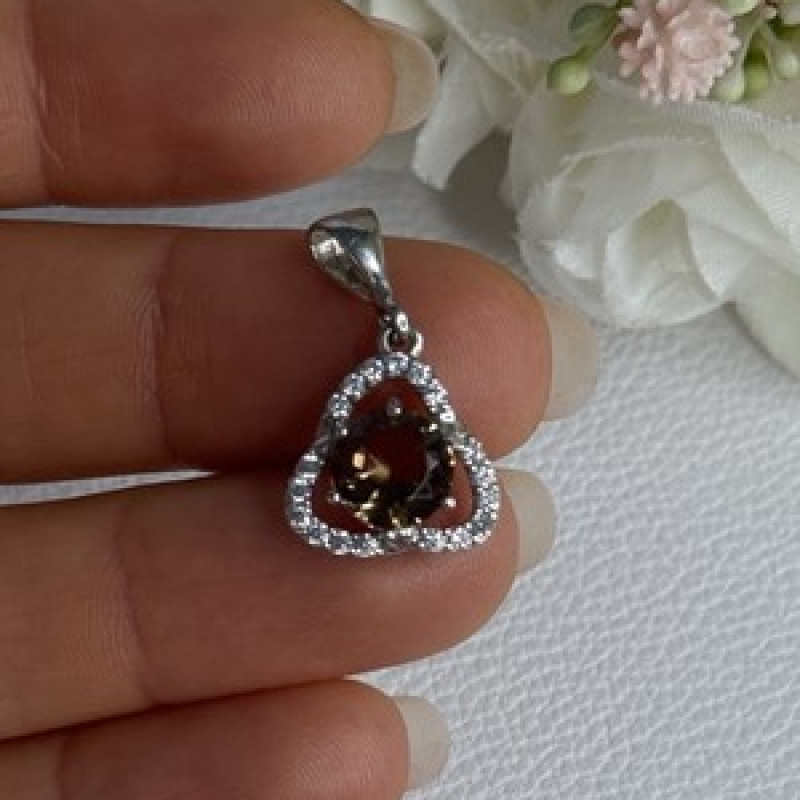 925 Sterling Silver Spinel & Beryl Pendant Length 0.95 Inch