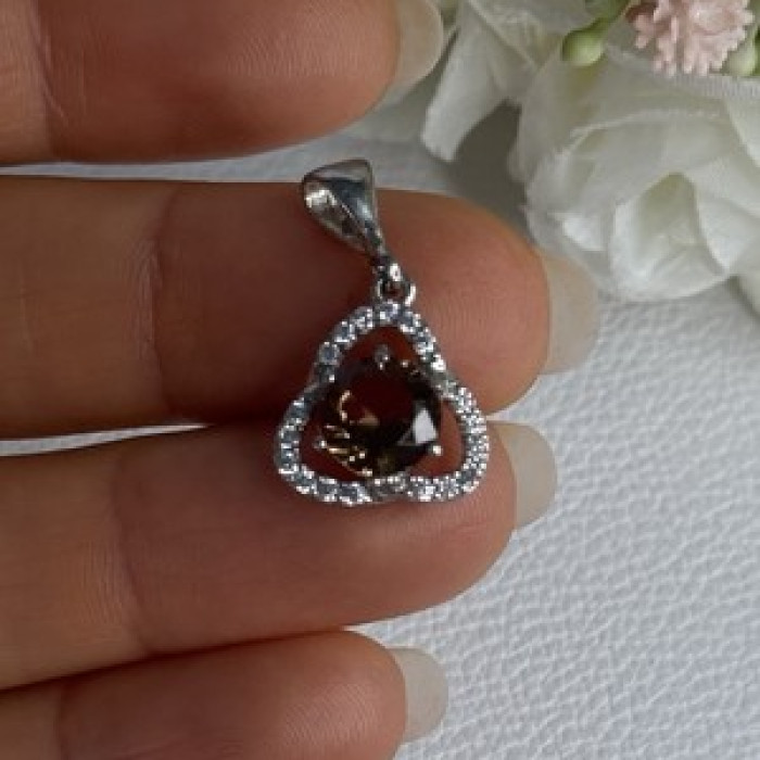 925 Sterling Silver Spinel & Beryl Pendant Length 0.95 Inch