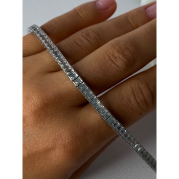Elegant 925 Sterling Silver CZ Bracelet Length 8 Inch