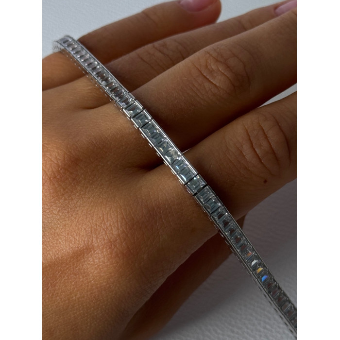 Elegant 925 Sterling Silver CZ Bracelet Length 8 Inch