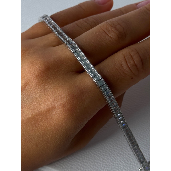 Elegant 925 Sterling Silver CZ Bracelet Length 8 Inch