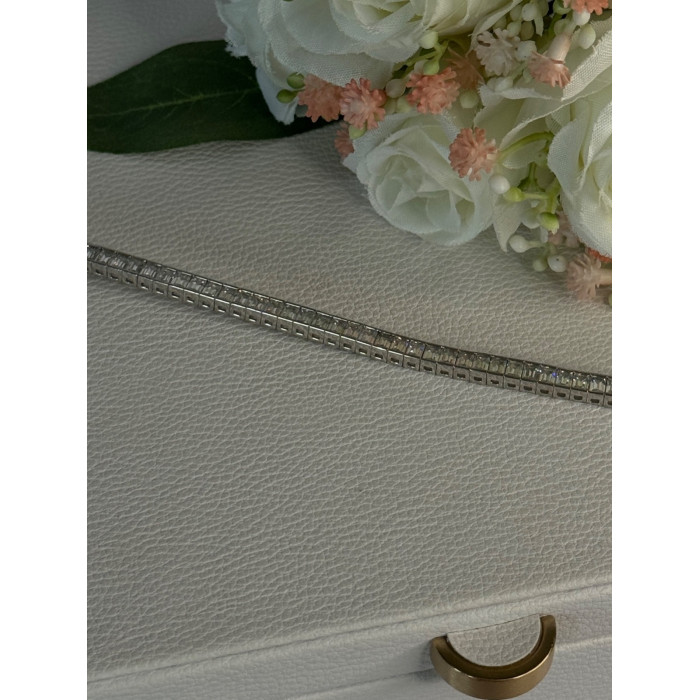 Elegant 925 Sterling Silver CZ Bracelet Length 8 Inch