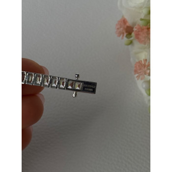 Elegant 925 Sterling Silver CZ Bracelet Length 8 Inch