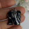 925 Sterling Silver Jade Elephant Pendant Length 1.20 Inch