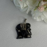 925 Sterling Silver Jade Elephant Pendant Length 1.20 Inch