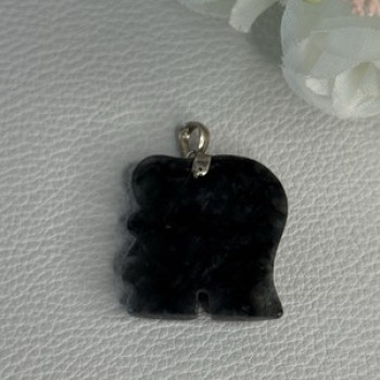 925 Sterling Silver Jade Elephant Pendant Length 1.20 Inch