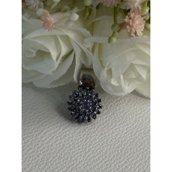 925 Sterling Silver Tanzanite Flower Pendant Length 0.85 Inch