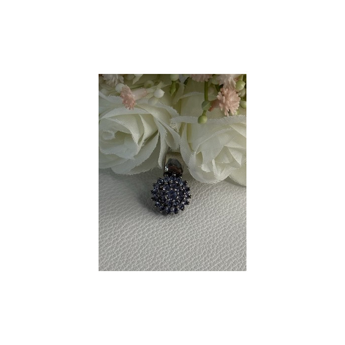 925 Sterling Silver Tanzanite Flower Pendant Length 0.85 Inch