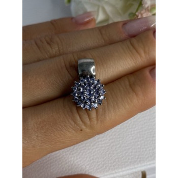 925 Sterling Silver Tanzanite Flower Pendant Length 0.85 Inch