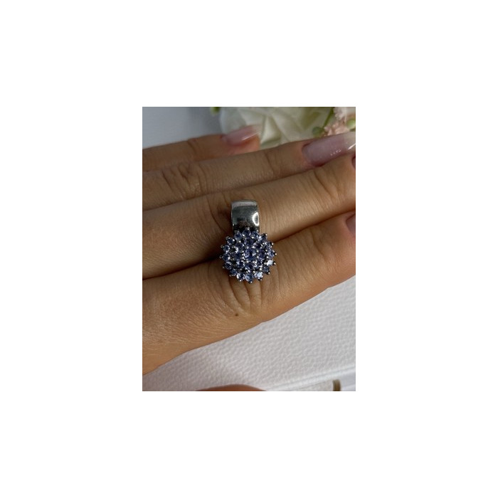 925 Sterling Silver Tanzanite Flower Pendant Length 0.85 Inch