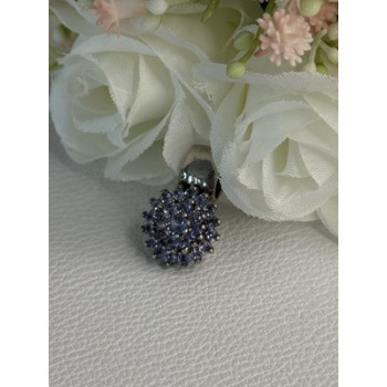 925 Sterling Silver Tanzanite Flower Pendant Length 0.85 Inch