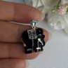 925 Sterling Silver Onyx Elephant Pendant Length 1.10 Inch