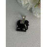 925 Sterling Silver Onyx Elephant Pendant Length 1.10 Inch