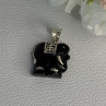 925 Sterling Silver Onyx Elephant Pendant Length 1.10 Inch
