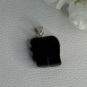 925 Sterling Silver Onyx Elephant Pendant Length 1.10 Inch
