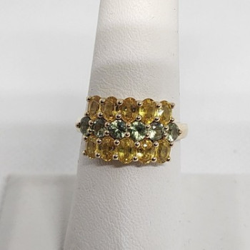 10K Yellow Gold Citrine & Aquamarine Ring Size 6