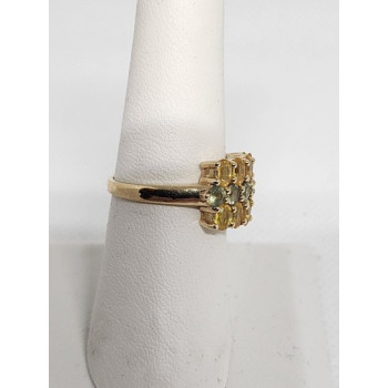 10K YELLOW GOLD CITRINE & AQUAMARINE RING  SIZE 6