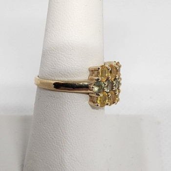 10K Yellow Gold Citrine & Aquamarine Ring Size 6