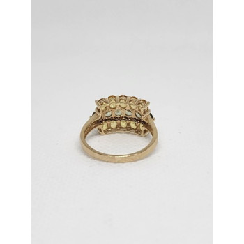 10K YELLOW GOLD CITRINE & AQUAMARINE RING  SIZE 6