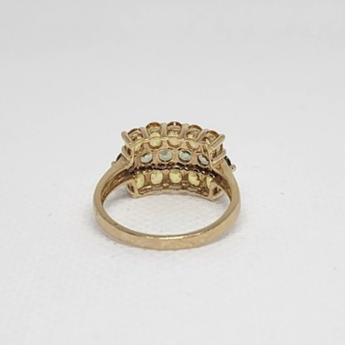 10K Yellow Gold Citrine & Aquamarine Ring Size 6
