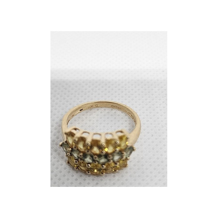 10K YELLOW GOLD CITRINE & AQUAMARINE RING  SIZE 6