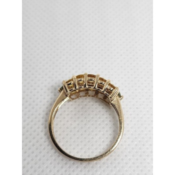 10K YELLOW GOLD CITRINE & AQUAMARINE RING  SIZE 6