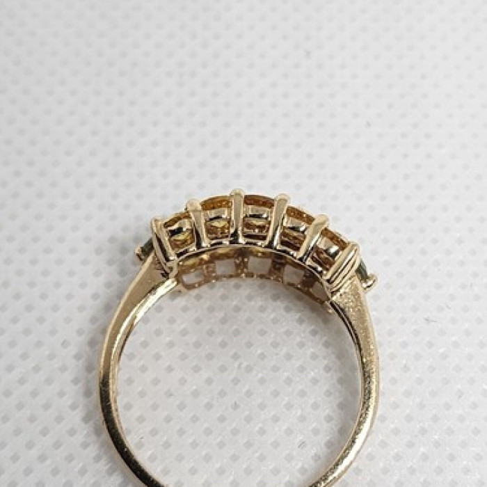 10K Yellow Gold Citrine & Aquamarine Ring Size 6
