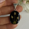 925 Sterling Silver Real Pressed Flower Pendant Length 1.70 Inch