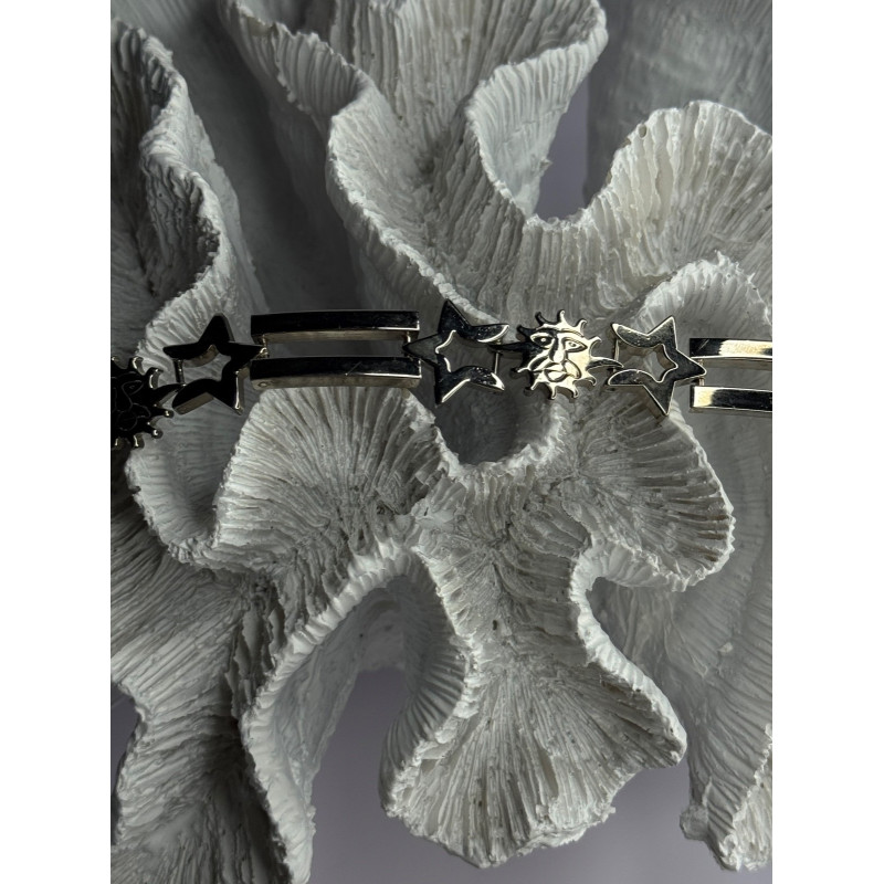 Vintage 925 Sterling Silver Sun Face Bracelet Length 8