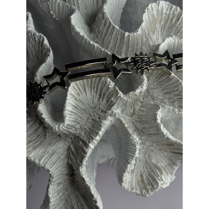 Vintage 925 Sterling Silver Sun Face Bracelet Length 8