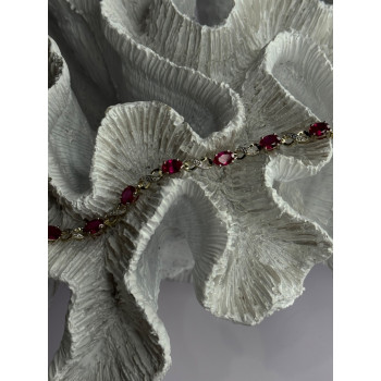 Lovely 925 Sterling Silver Ruby Bracelet Length 7