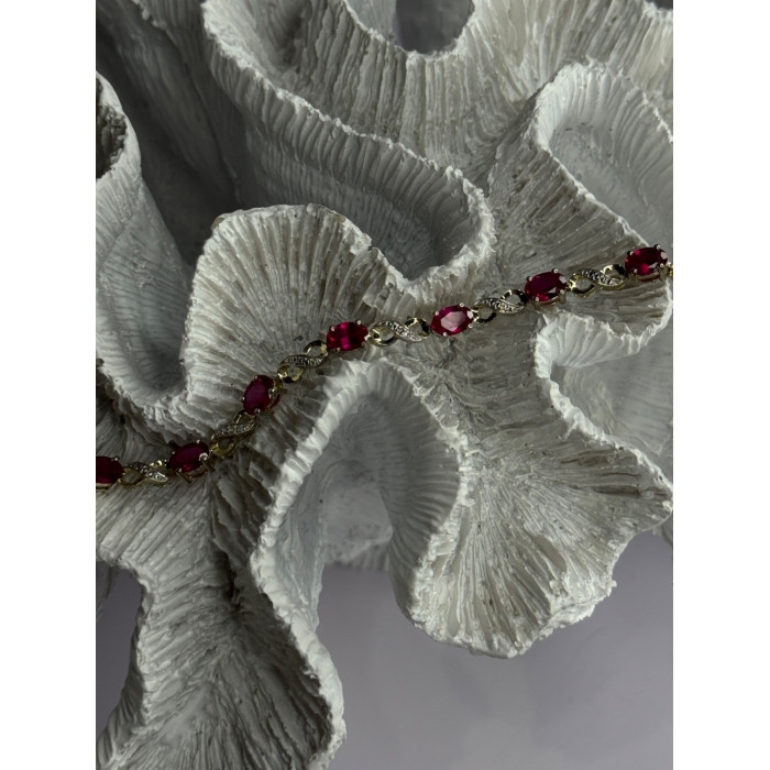 Lovely 925 Sterling Silver Ruby Bracelet Length 7