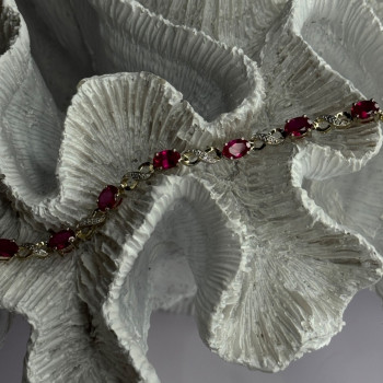 Lovely 925 Sterling Silver Ruby Bracelet Length 7