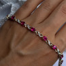 Lovely 925 Sterling Silver Ruby Bracelet Length 7
