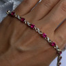 Lovely 925 Sterling Silver Ruby Bracelet Length 7
