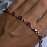 Lovely 925 Sterling Silver Ruby Bracelet Length 7