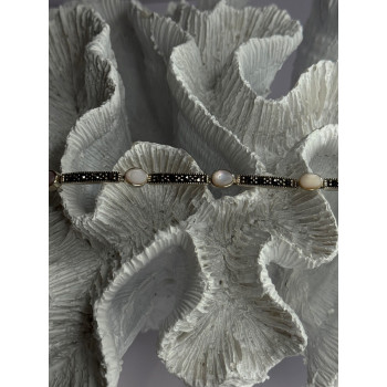 925 Sterling Silver Pink Abalone & Marcasite Bracelet Length 7.5