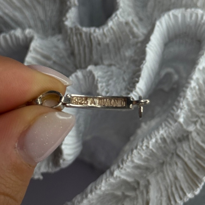 925 Sterling Silver Pink Abalone & Marcasite Bracelet Length 7.5