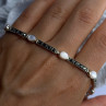 925 Sterling Silver Pink Abalone & Marcasite Bracelet Length 7.5