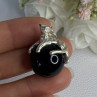 925 Sterling Silver Onyx Cat Pendant Length 1.20 Inch
