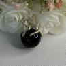 925 Sterling Silver Onyx Cat Pendant Length 1.20 Inch